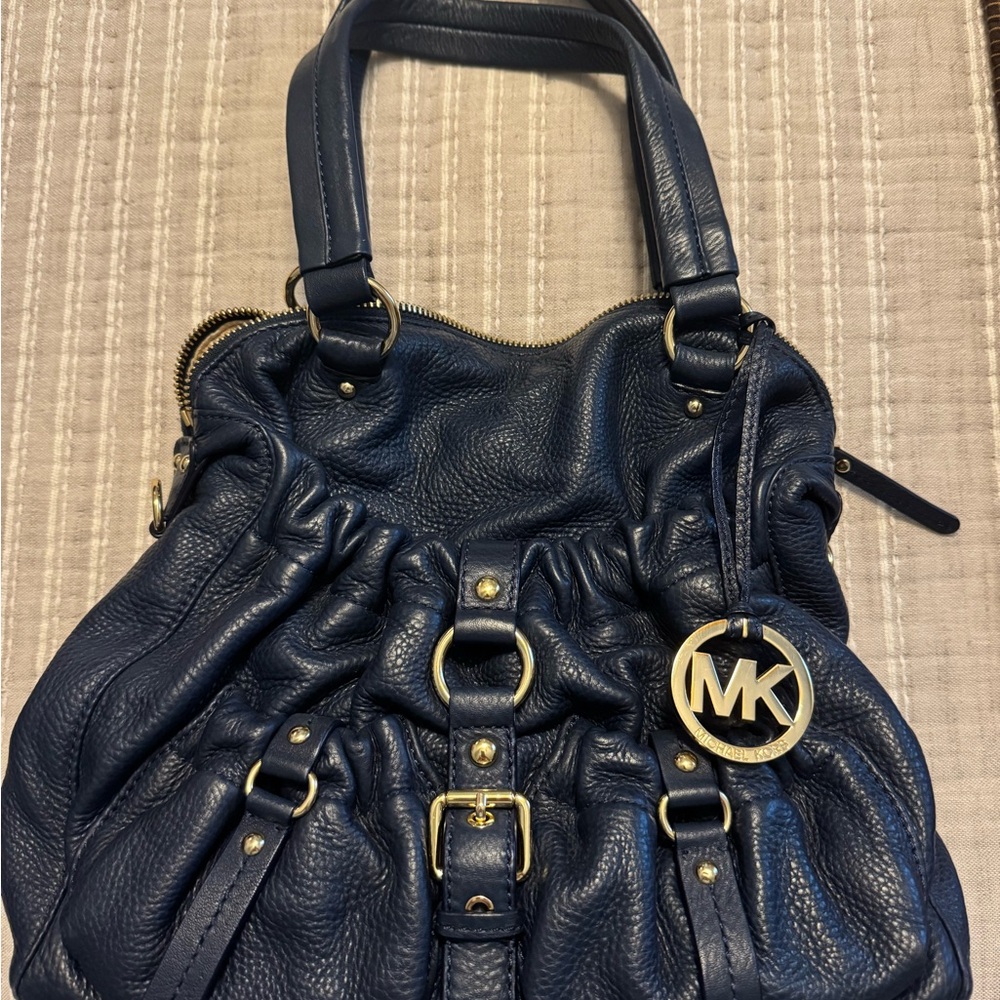 Michael Kors Dark Blue Leather Shoulder Bag